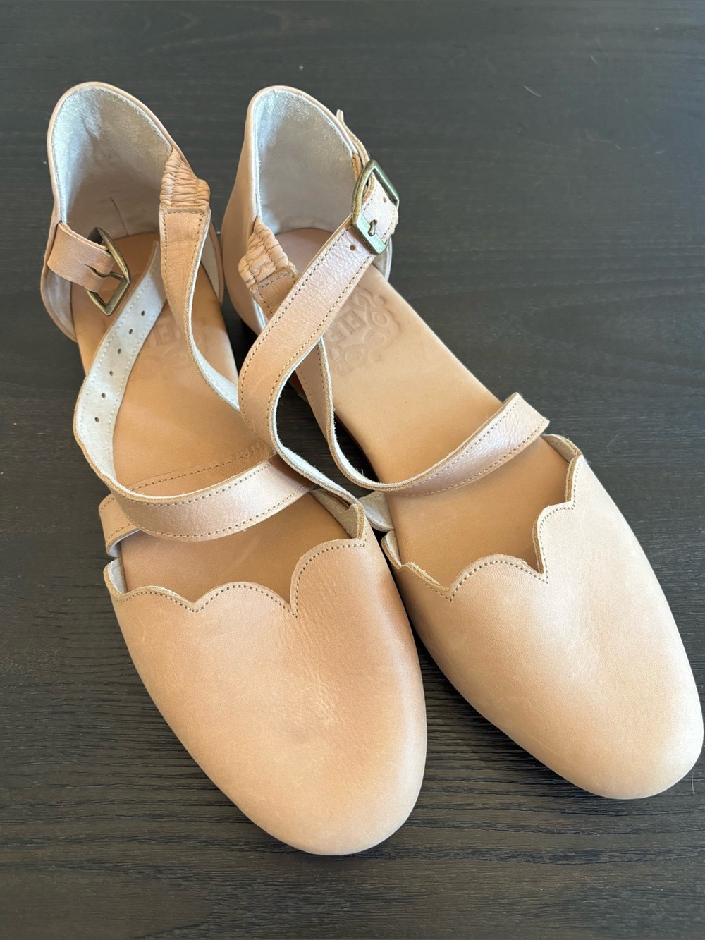 ELF Mangrove Cross-Strap Leather Ballet Flats